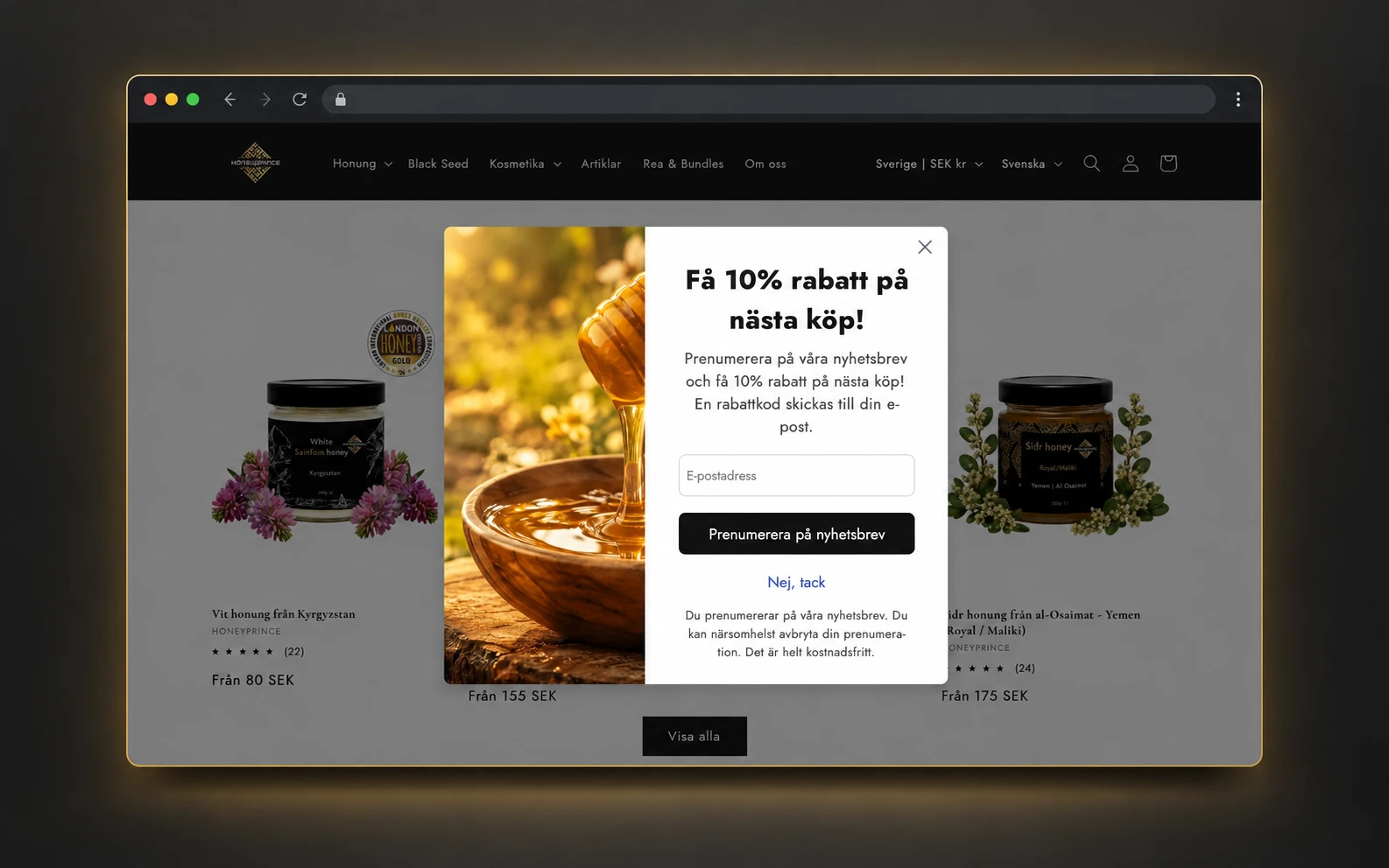 Vy från Honeyprince – löpande tillväxt för Shopify-butik