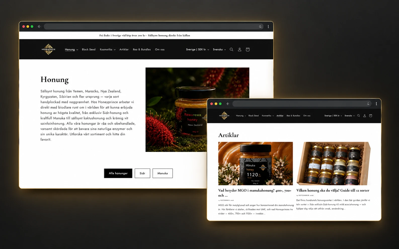 Vy från Honeyprince – löpande tillväxt för Shopify-butik