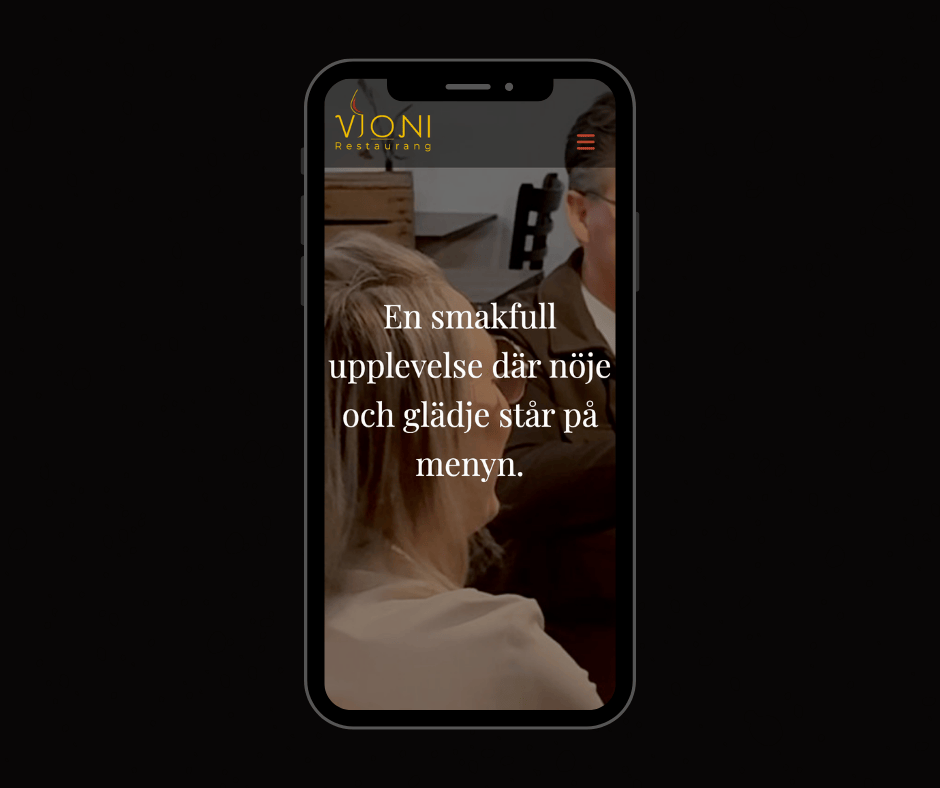 Webbsida för Restaurang Vioni