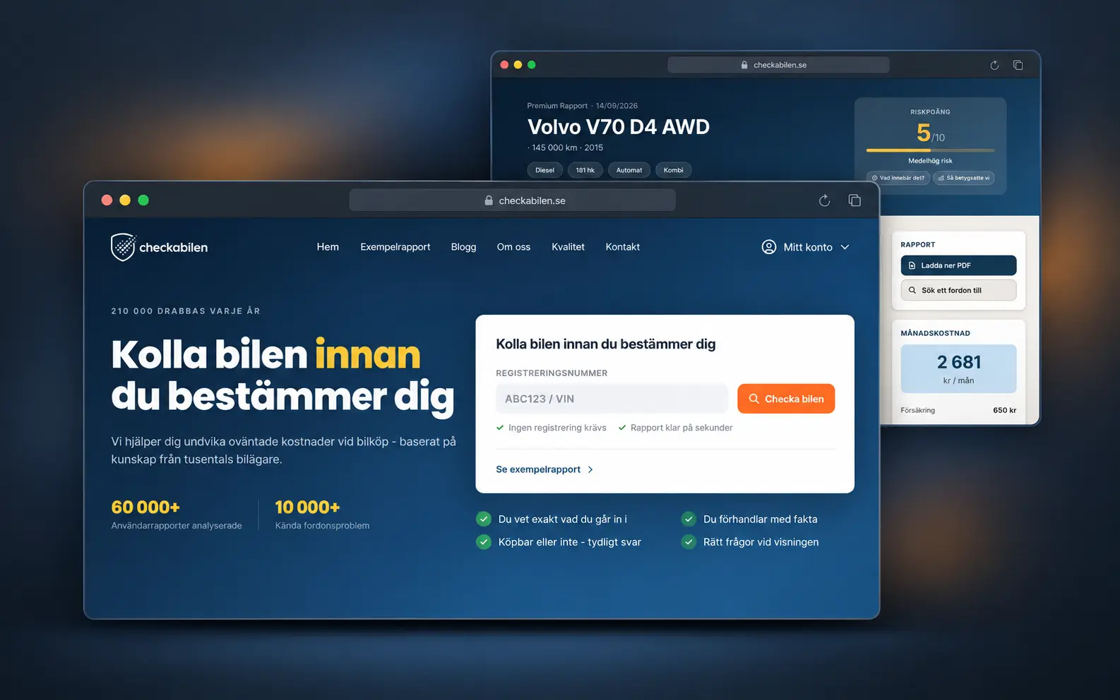 Checkabilen – dataplattform för tryggare bilköp för Checkabilen
